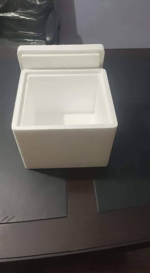 White EPS thermocol ice box with lid for food and fish storage
